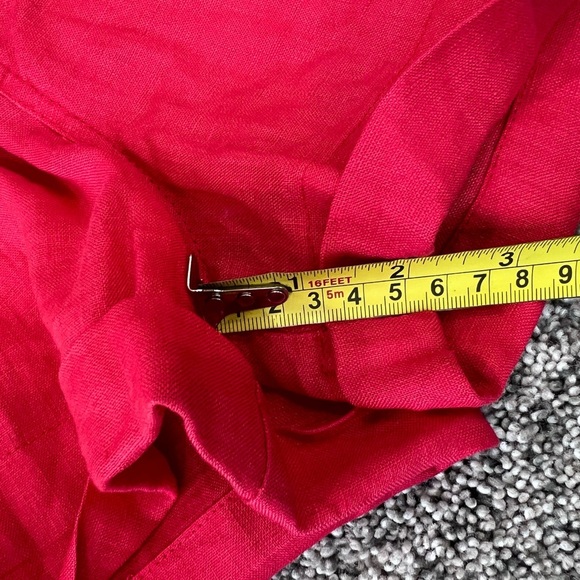 NWOT Blank NYC 100% Linen Short Sleeve Collared Elastic Waist Red Romper Size L - Picture 8 of 15